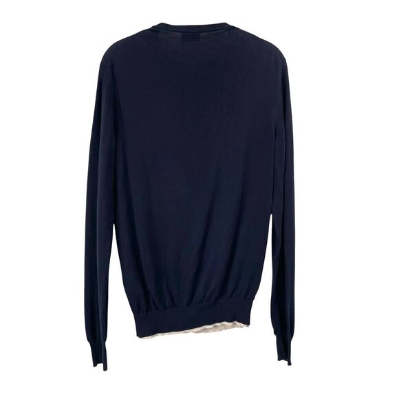 Jill Sander cotton contrast trim Sweater Size 44 navy blue made in Italy - Picture 6 of 10